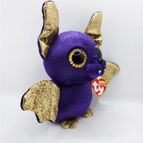 NWT Vintage TY Beanie Boo 'Count' the Purple Bat (Medium 9 inch) Set of 2 - Picture 4 of 11